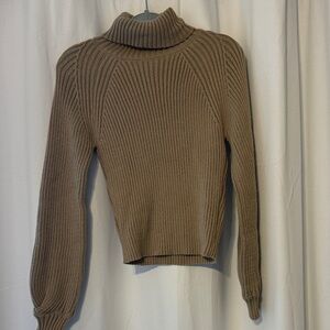 SHEIN Ribbed Cowl Neck Sweater - Brown